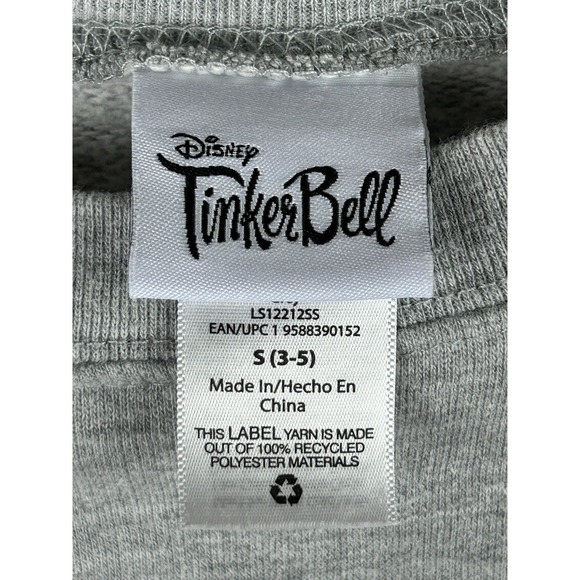 Disney Tinkerbell Graphic Crewneck Gray Sweatshirt Size Small (3-5) - Picture 10 of 14